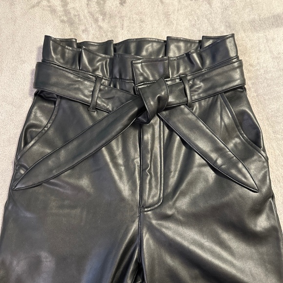 Abercrombie & Fitch Womens Black Small Paperbag 90's Straight Faux Leather Pants - Picture 3 of 11